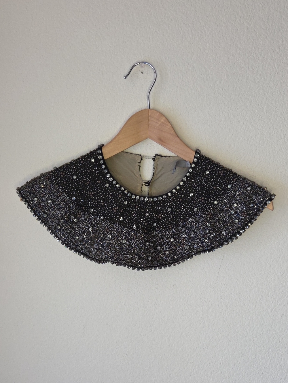 7 For All Mankind Beaded Black and Silver Decorative Collar Rhinestones One Size